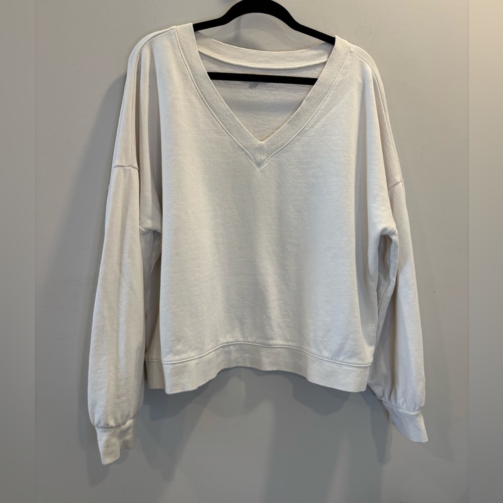 Madewell Cream V-Neck Pullover Sweater